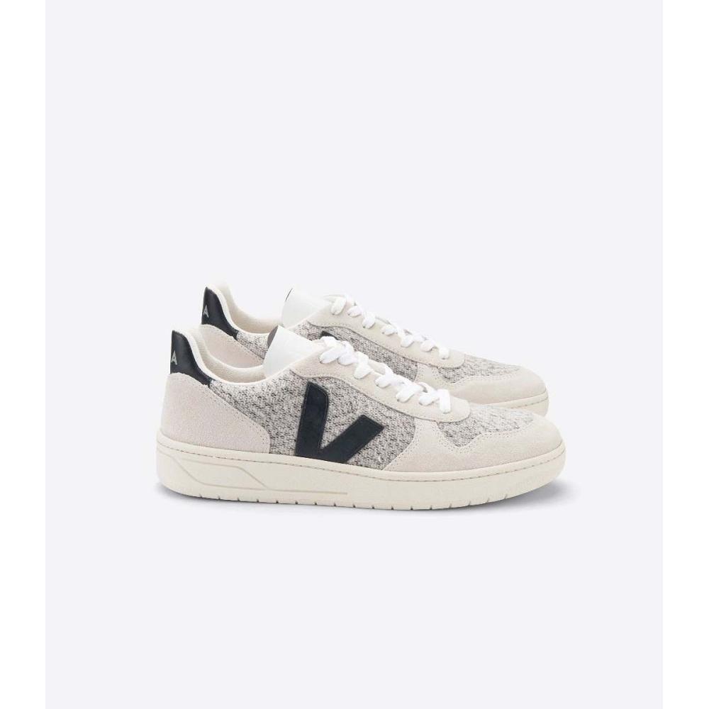 Veja V-10 FLANNEL Sneakers Dames White/Black | BE 643ZUT